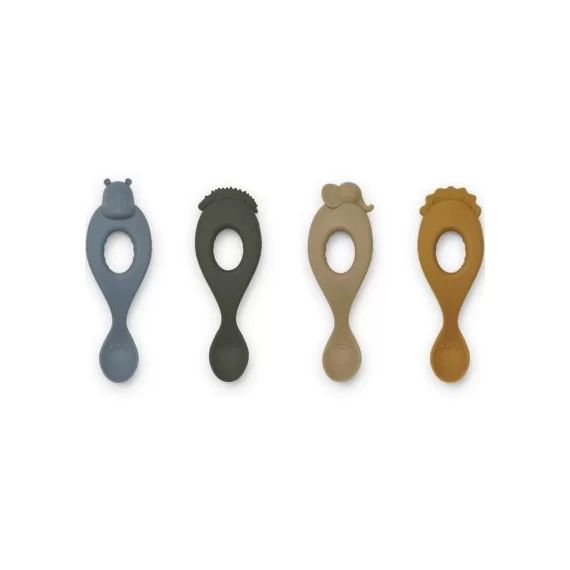 Lot de 4 cuillères en silicone Liva Safari Blue multi mix
