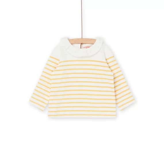 Pull Écru Et Orange À Imprimé À Rayures