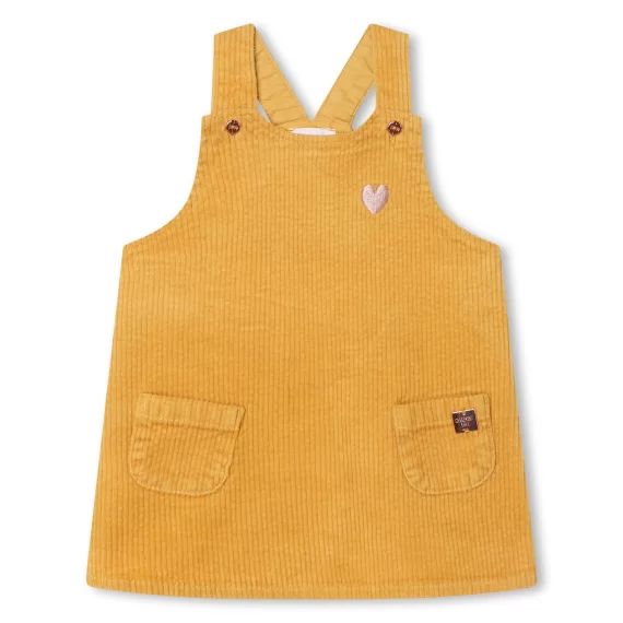 Robe salopette en velours Fille Jaune