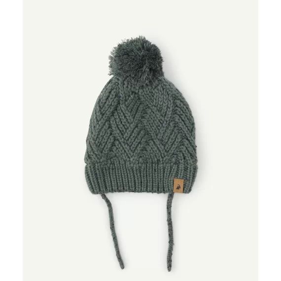 Bonnet en tricot kaki bébé garçon en fibres recyclées –  – Soldes