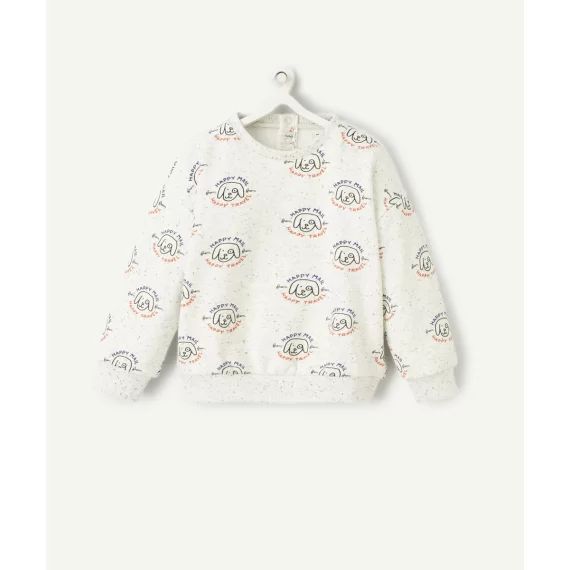 Sweat bébé garçon en fibres recyclées gris imprimé chien