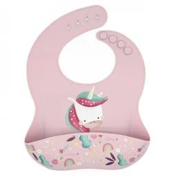Bavoir Récupérateur En Silicone Animaux Rose