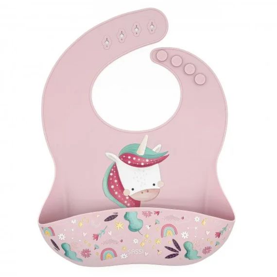 Bavoir Récupérateur En Silicone Animaux Rose