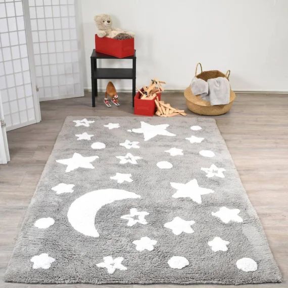 Tapis Enfant En Coton Bio Night Gris