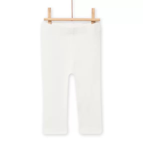 Legging Stretch Rib Écru Bébé Fille