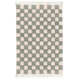 Tapis Enfant À Carreaux 100% Coton Mael Gris