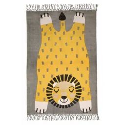Tapis Enfant Coton Imprimé Motif Lion Baba – Nattiot Jaune