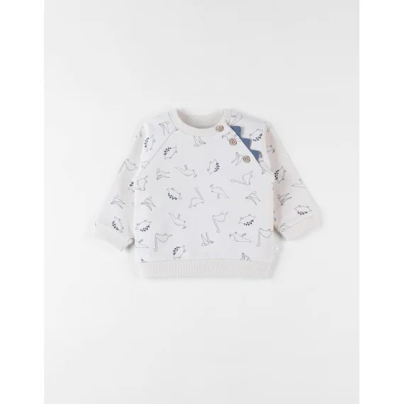 Sweat Imprimé Dino Molleton Beige