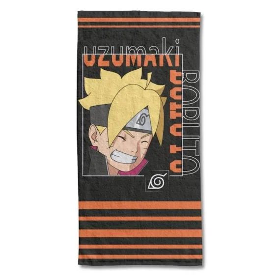 BORUTO – Serviette De Plage Boruto Uzumaki 70×140 cm – 100% Coton – 300 GSM – Noir noir