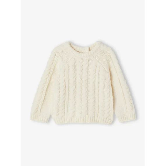 Pull Torsade Col Rond écru
