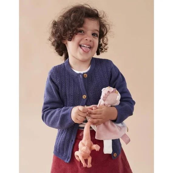 Cardigan en tricot finitions lurex bleu