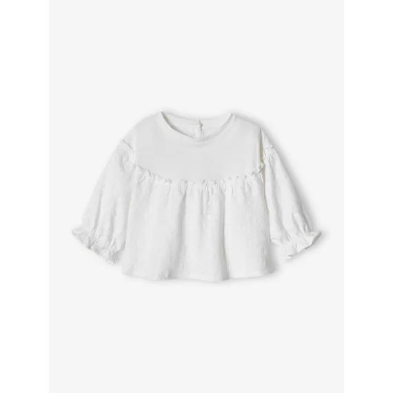 T-shirt brodé bébé manches longues blanc