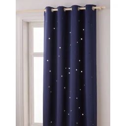 Rideau à œillets occultant et motifs perforés marine / étoiles
