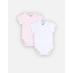 Set de 2 bodys croisés à manches courtes rose