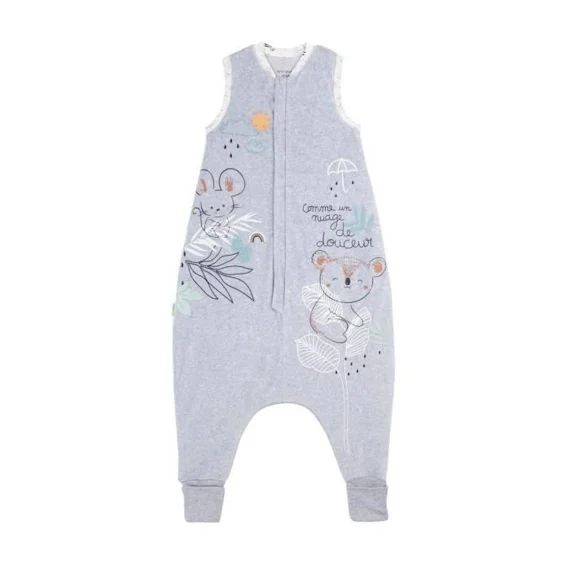 Turbulette d&rsquo;hiver en velours avec pieds retroussables Nuage gris