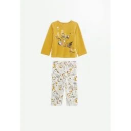Pyjama Bébé 2 Pièces En Velours Petit Loup Ocre