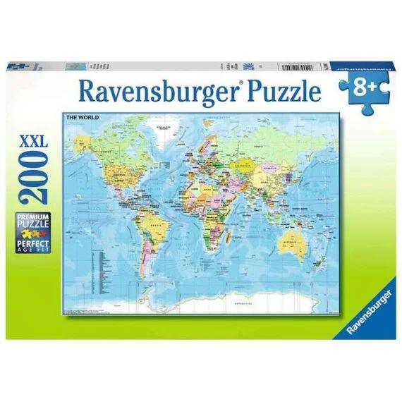 Ravensburger – Puzzle 200 Pièces Xxl : Carte Du Monde Vert