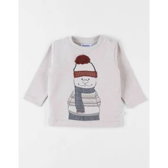 T-shirt manches longues Nouky en jersey chiné beige
