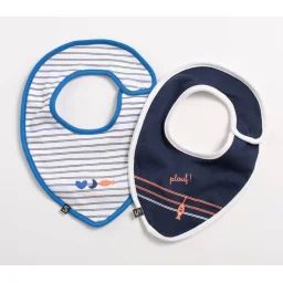 Bavoirs En Coton Marinière Lot De 2 Baby Sailor Bleu