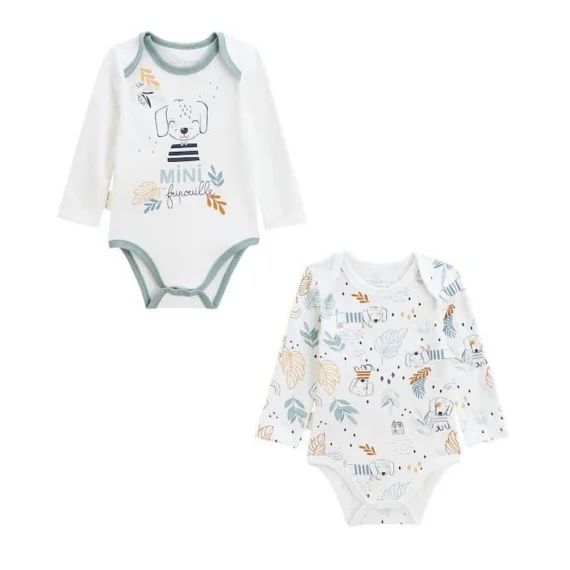 Lot De 2 Bodies Bébé Manches Longues Scotty Blanc