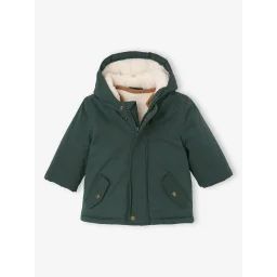 Parka 3 en 1 bébé avec gilet amovible en sherpa vert sapin