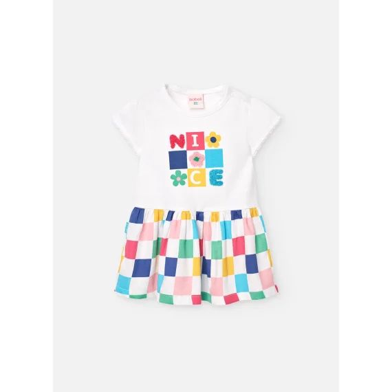 Robe 100 % Coton À Manches Courtes Blanc
