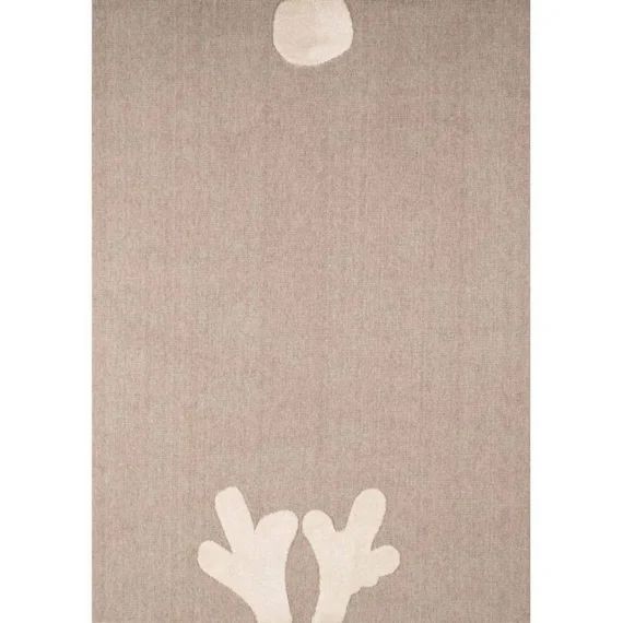 Tapis Chambre Enfant – Cerf Beige – 120 X 120 Cm – Beige – Nazar Rugs Blanc
