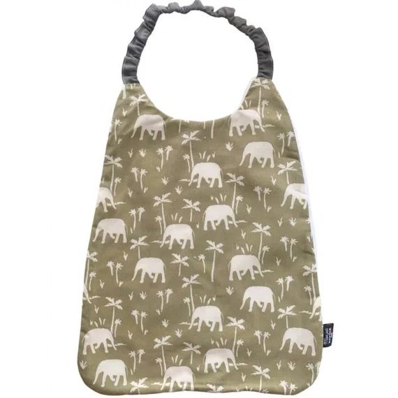 Grand bavoir élastiqué – éléphants vert