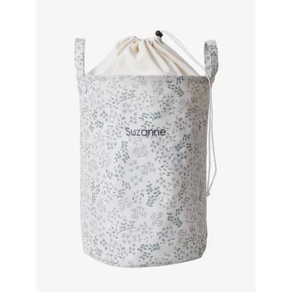 Panier à linge Fleurs blanc imprimé
