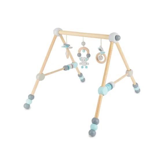 Arche D’éveil Bois Bébé, Réglable En Hauteur Bleu