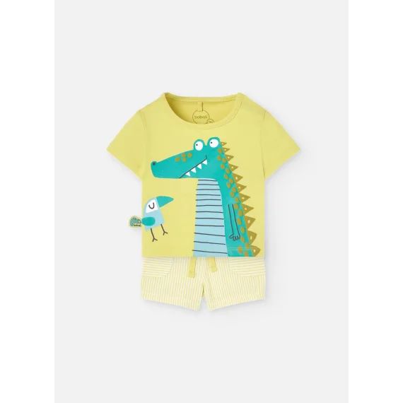 Ensemble T-shirt Avec Dessin Frontal Et Short Vert