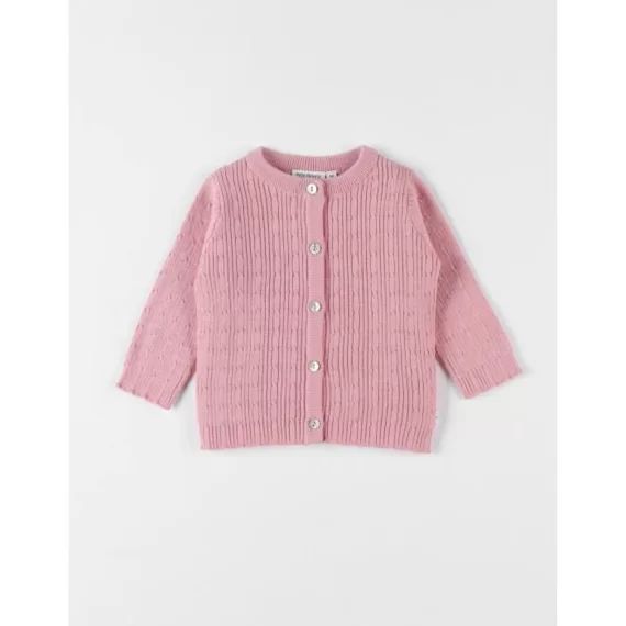 Cardigan en tricot tressé rose