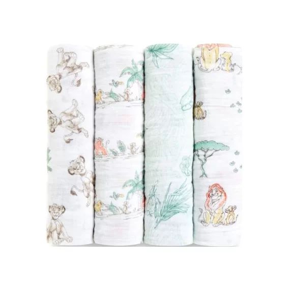 Lot de 4 maxi langes Le roi lion (120 x 120 cm)