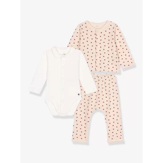 Ensemble 3 pièces en molleton léger bébé PETIT BATEAU beige imprimé