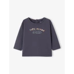 T-shirt à message bébé en coton bio bleu ardoise