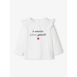 T-shirt à volants bébé manches longues blanc