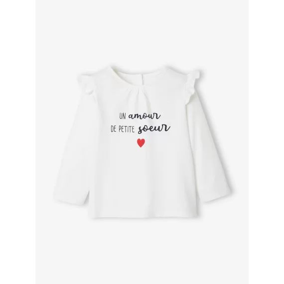 T-shirt à volants bébé manches longues blanc