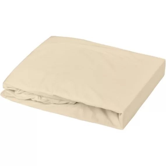 DOMIVA Drap housse + Alèse Uni – 100% Coton – Oeko-Tex® – Blanc/Cailloux – 70 x 140 cm beige