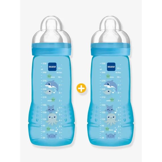 Lot de 2 biberons 330 ml MAM Easy Active 2e âge Fairy Tale lot de 2 bleus