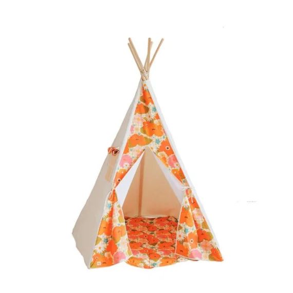 Ensemble Tipi Et Tapis Enfant Moi Mili pique-nique Avec Les Fleurs – Pique-nique Avec Les Fleurs – Tu Orange