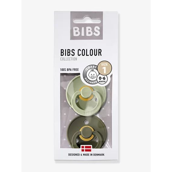 Lot de 2 sucettes-tétines BIBS Colour, taille 1 de 0 à 6 mois sage&hunter green