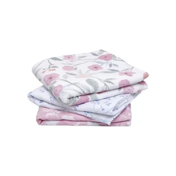 Lot de 3 langes en coton Ma Fleur (70 x 70 cm)