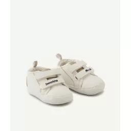 Chaussons style baskets bébé blanche avec paillettes –  – Soldes