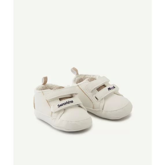 Chaussons style baskets bébé blanche avec paillettes –  – Soldes