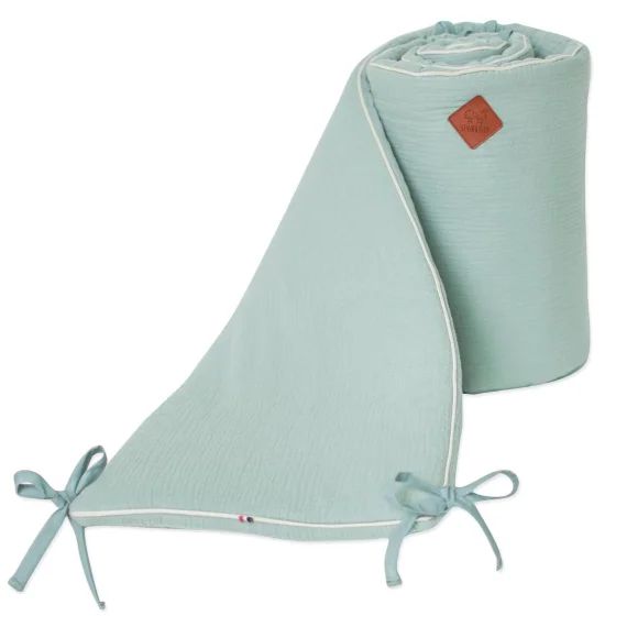 Tour De Lit Universel En Gaze De Coton Jeanne Vert De Gris