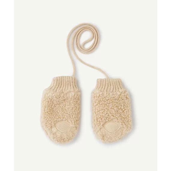 Moufles bébé garçon en sherpa beiges
