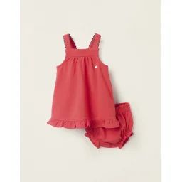 Robe + Bloomer Piqué Avec Volants Rouge