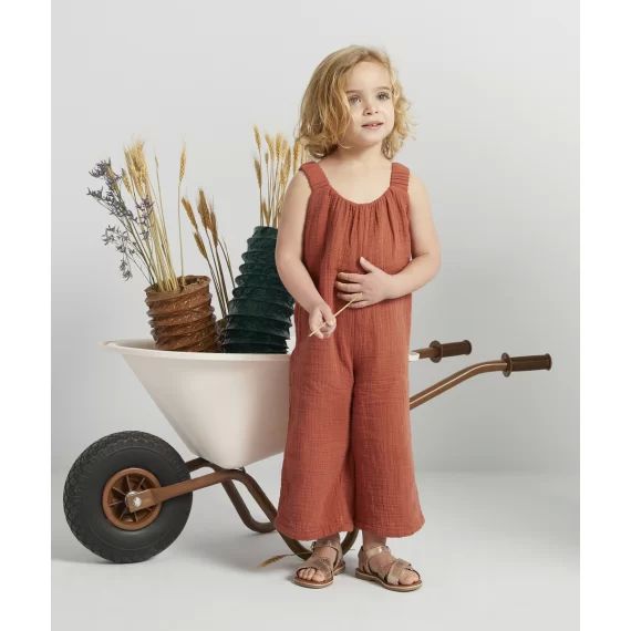 Combipantalon évolutive fille rouille en gaze de coton –  – Soldes