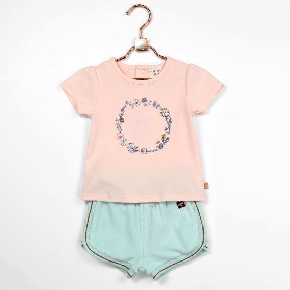 T-shirt manches courtes coton Fille Rose
