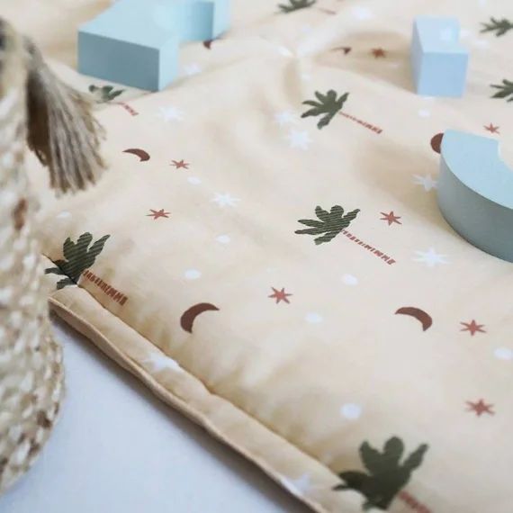 Tapis de repos bébé – JAIPURY – pur coton imprimé à la main beige